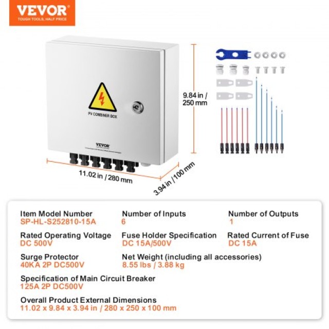 Κουτί Συνδυασμού Ηλιακών 6 Σειρών VEVOR IP65  GFHLX6HL15ATXZH6YY3