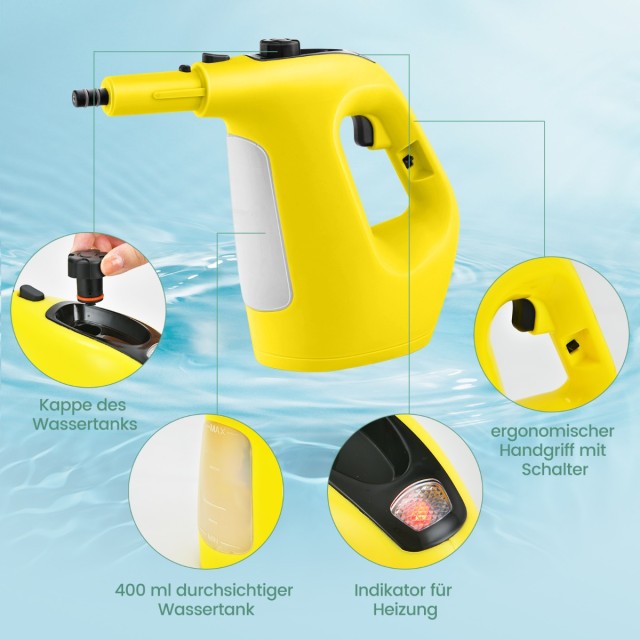 Costway  Φορητός ατμοκαθαριστής 1500W με δεξαμενή 400 ML έως 125℃ Κ...