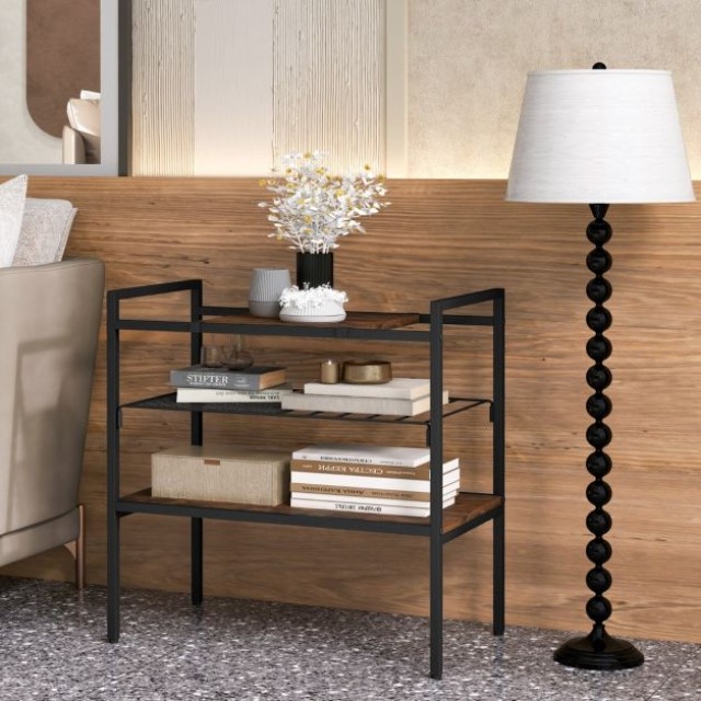 Τραπέζι Κονσόλας  με Ράφια 60 x 33,5 x 61 cm Ρουστίκ Χρώματος Καφέ COSTWAY HV10460CF