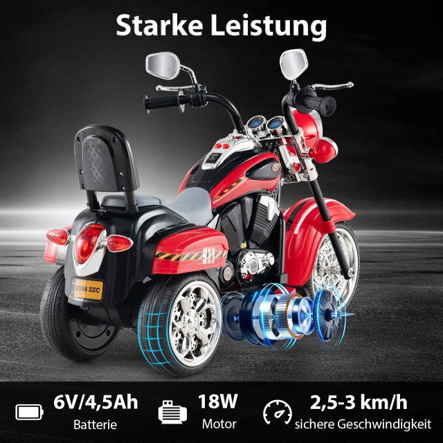 Costway 6V Παιδική Ηλεκτρική Μοτοσικλέτα με Ρυθμιζόμενους Προβολείς...