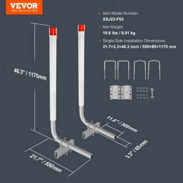 Οδηγοί Τρέιλερ Βάρκας VEVOR με LED, 1.17M, 2τμχ, Γαλβανισμένοι, για Σκάφη  CTCDGDLX40YC7S4TUV0