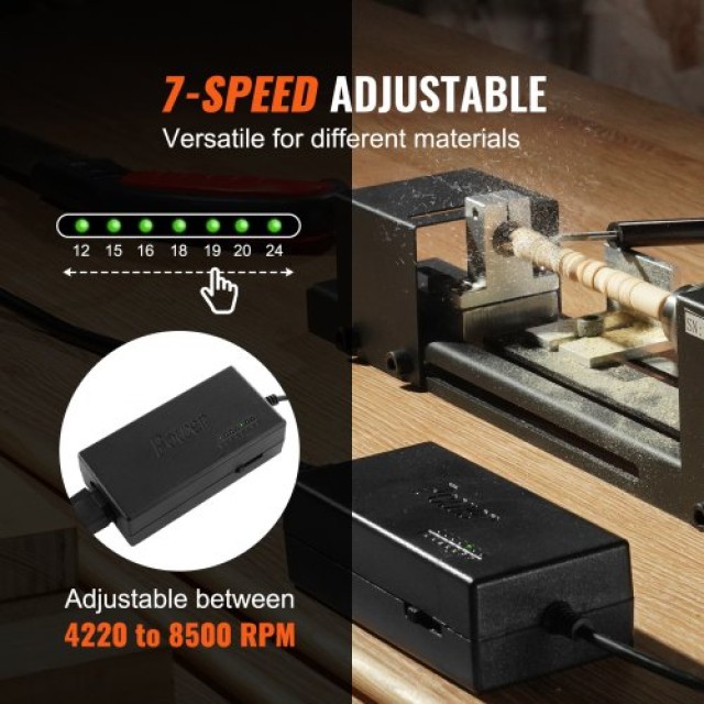Μίνι Τόρνος VEVOR 2.76x6.3, 24VDC 96W, 7 Ταχύτητες, για Ξυλουργική ...