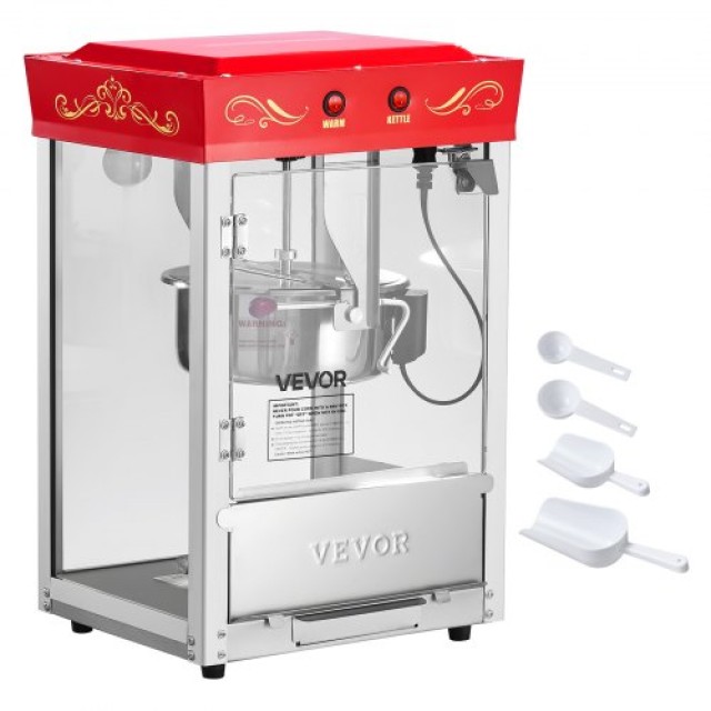 VEVOR Μηχανή Ποπκόρν Πάγκου 800W 0.2kg Καζάνι Κόκκινο TSBMHJHS8OZW7...