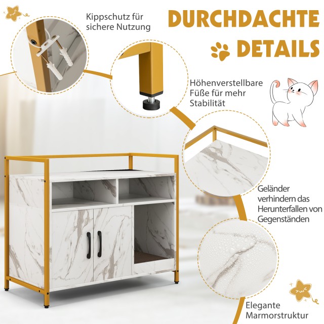 Costway Ντουλάπι Γάτας με Διπλές Πόρτες & Επιφάνεια Ξυσίματος, Λευκ...