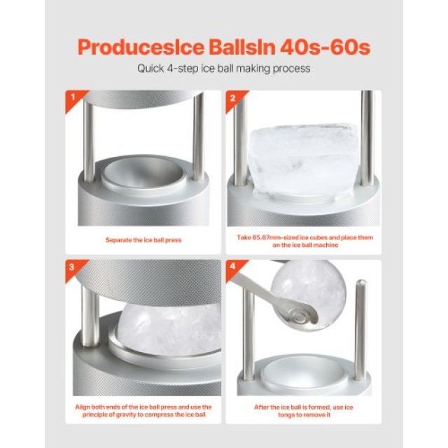 VEVOR  Παγομηχανή για Ουίσκι 53mm Ασημί BQYJYSLC53MMB9SO7V0