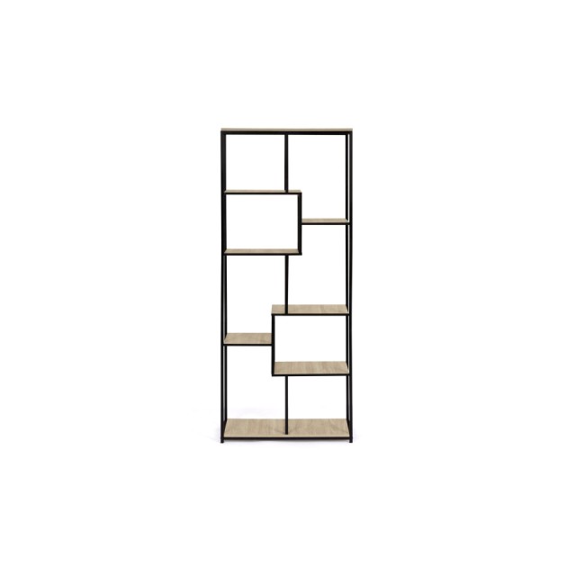 Βιβλιοθήκη Memphis με 6 Ασύμμετρα Ράφια 67,5 x 25 x 161 cm Μέταλλο & Ξύλο 30089567 Idomya