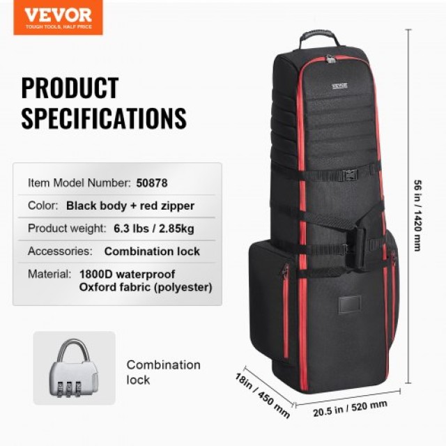 Τσάντα Μεταφοράς Γκολφ VEVOR με Ρόδες 1800D Oxford  RBKRBK1800DNX40NZV0