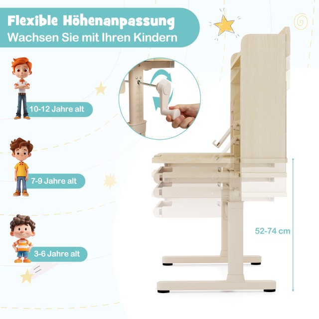 Costway Γραφείο Νεολαίας με Ρυθμιζόμενο Ύψος και Αποθηκευτικό Χώρο ...