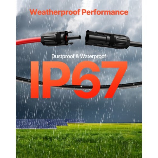 VEVOR Καλώδιο Προέκτασης Ηλιακού Πάνελ 100FT 10AWG Αδιάβροχο Μαύρο ...