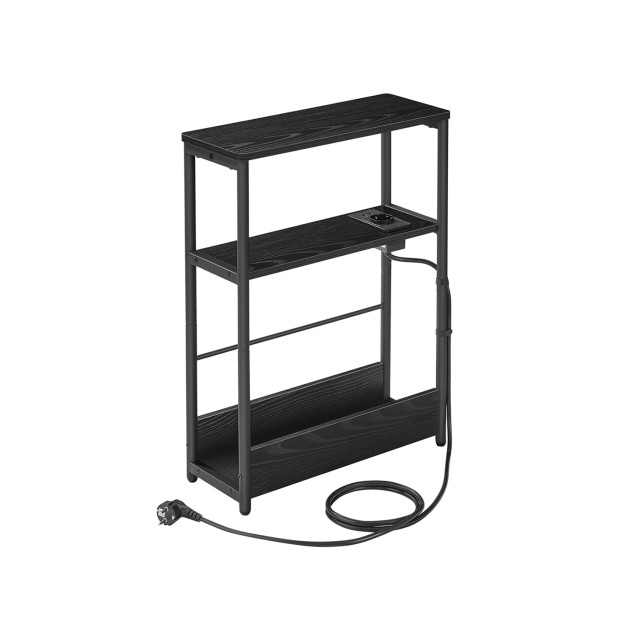 VASAGLE Τραπέζι Καφέ 3 Επιπέδων με Σταθμό Φόρτισης, Ebony Black 45x58x18cm LET335B02