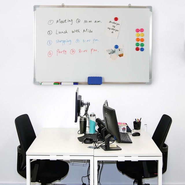 BAKAJI  Λευκός Μαγνητικός Πίνακας XL 90x60 από Αλουμίνιο με Σβηστό ...