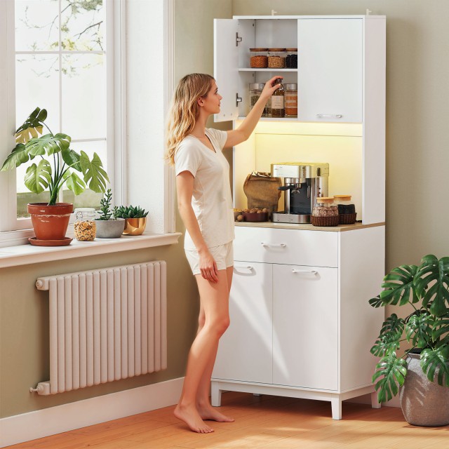 HOMCOM Μοντέρνα Κρεμάστρα με Φωτισμό LED, Ηλεκτρικές Πρίζες και USB...