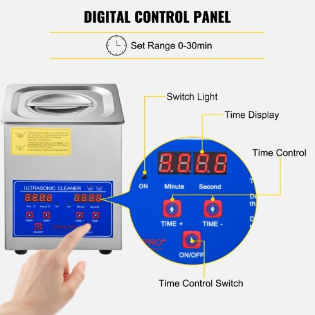 VEVOR Υπερηχητικός Καθαριστής 60W με Θέρμανση & Χρονοδιακόπτη  QXJ1.3LCSB0000001V2