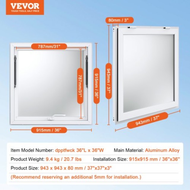 VEVOR  Παράθυρο Σερβιρίσματος 36x36 με Τέντα για Φαγητό Τροχοφόρου ...