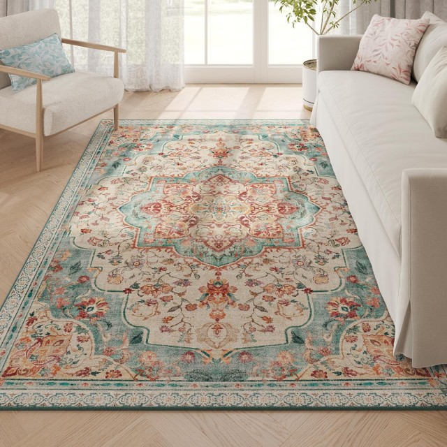 SONGMICS HOME TAR036Q01 Χαλί 5 x 7 για Υπνοδωμάτιο, Αντιολισθητικό, Πλενόμενο, Vintage Στυλ 