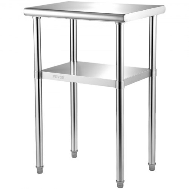 VEVOR Ανοξείδωτος Πάγκος 24x18x36, 600lbs, Ρυθμιζόμενο Ράφι & Πόδια...