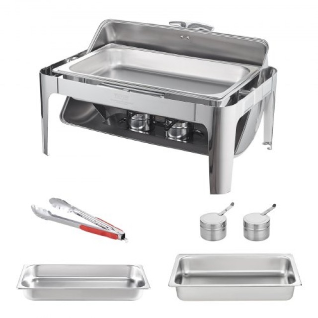 Σετ Μπουφέ VEVOR Roll Top, 8 Qt Ανοξείδωτο Σκεύος με Πλήρες Ταψί, Ορθογώνιο Ζεστατήρας Σερβιρίσματος  ZFXFGCL1JTZF5Y4C1V0
