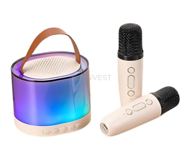 Ασύρματο Ηχείο Karaoke με 2 Μικρόφωνα – Bluetooth 5.2, Hi-Fi 3D Bass, Εφέ Φωνής Ροζ 5908222241810 SPM