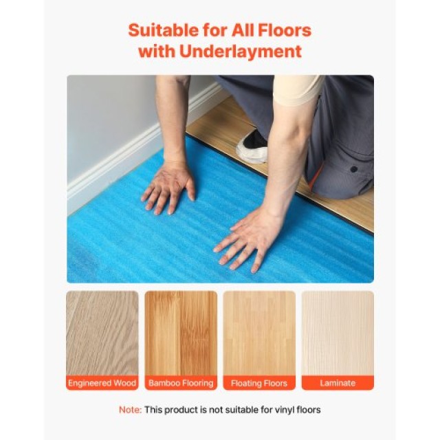 VEVOR Υπόστρωμα Δαπέδου 3mm 27.9 m² με 3-σε-1 Φράγμα Υδρατμών για Λ...