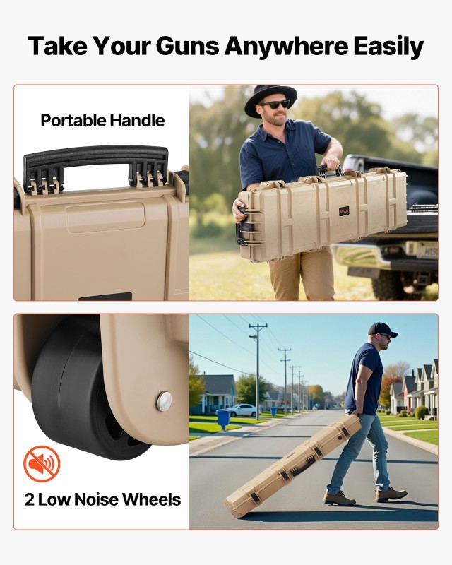VEVOR Ανθεκτική Θήκη Όπλου με Τροχούς 1270 mm: Αδιάβροχη & Ανθεκτικ...