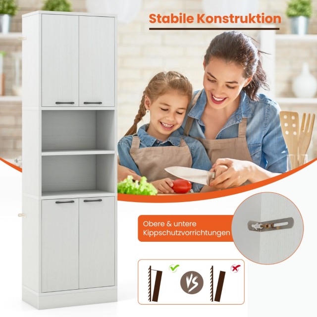 Costway Υψηλό Ντουλάπι Κουζίνας με Πόρτες & Ράφια 56 x 30 x 190 cm ...