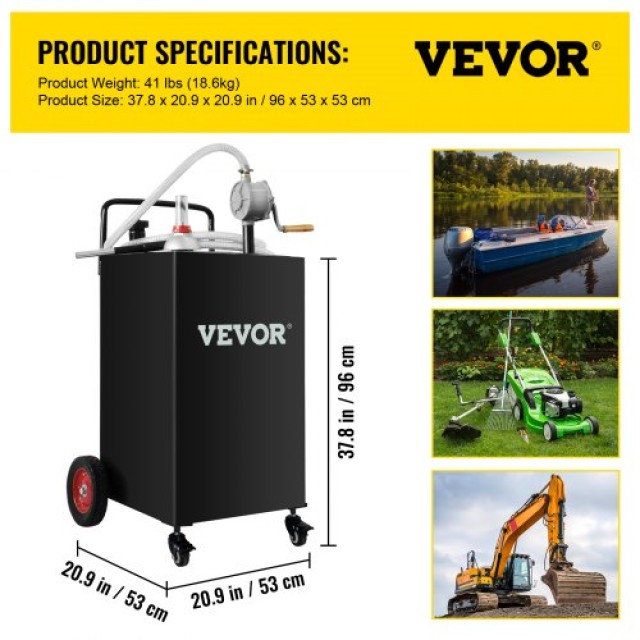 VEVOR Δοχείο Καυσίμου 113L με Αντλία & Ρόδες, Μαύρο  SYJYCBXGGJ430U2HZV0
