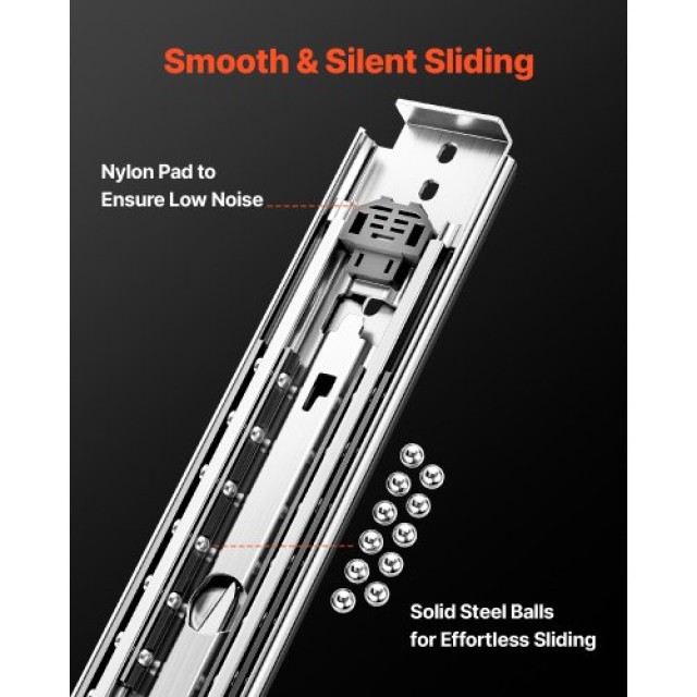 VEVOR Συρόμενοι Οδηγοί Συρταριών Soft-Close Ball Bearing Full Extension ZXCTHG500B36BL9BWV0