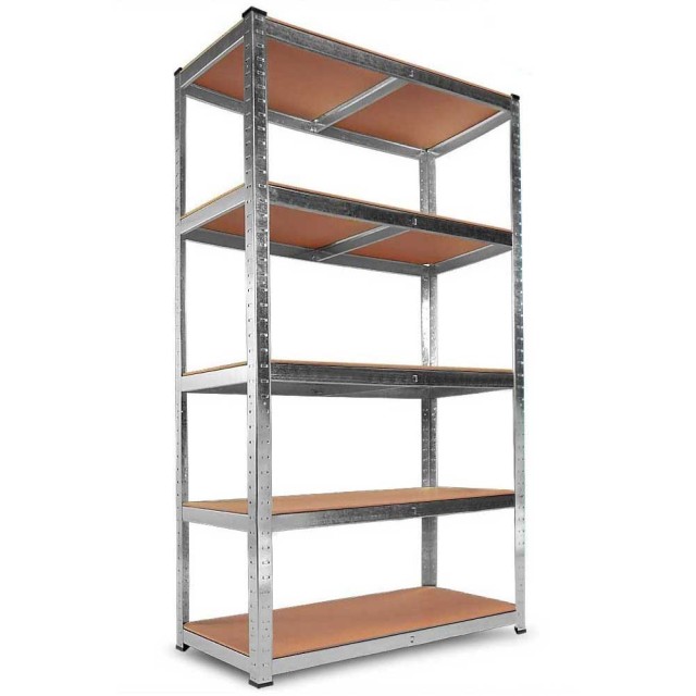 BAKAJI  Ράφι 5 Επιπέδων Μεταλλικό και Ξύλινο 180x90cm Βαρέως Τύπου Γαλβανισμένη Ραφιέρα  02825057