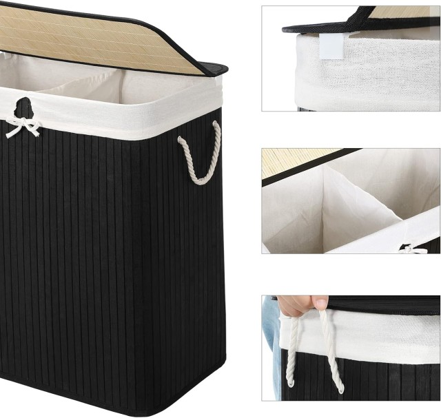 Καλάθι Απλύτων SONGMICS με Καπάκι, 100L, Μαύρο 