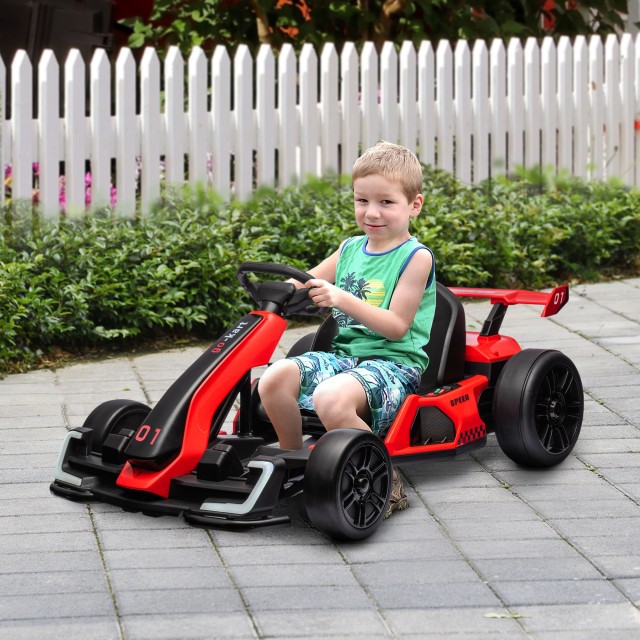HOMCOM Ηλεκτρικό Go Kart για Παιδιά 6-12 Ετών 24V 12km/h με Ρυθμιζόμενο Κάθισμα Κόκκινο 370-287V90RD