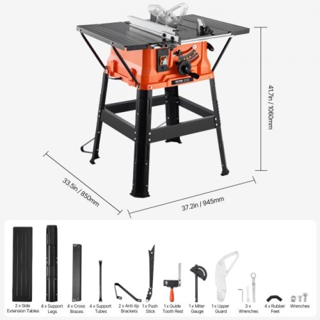 VEVOR Φορητό Πριόνι Τραπέζι με Βάση 1800W, 254MM Λεπίδα, 4800 RPM, για Ξυλουργική & Κατασκευή Επίπλων MGTJGDZJ10YCA9SCGV2