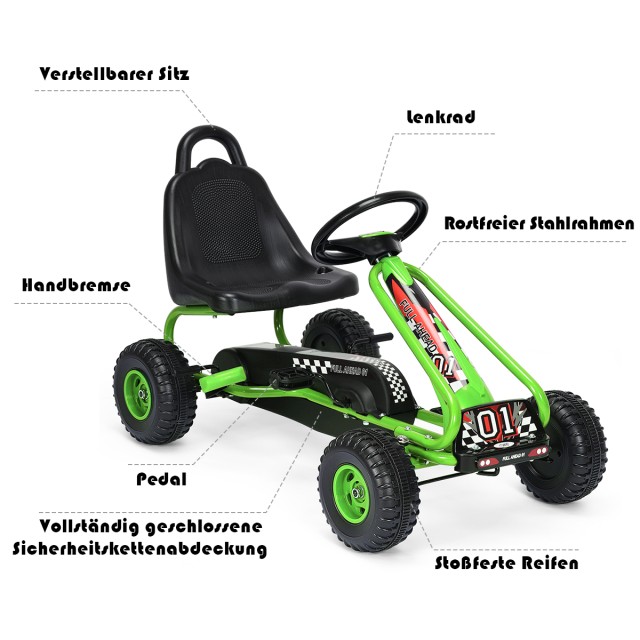 Costway  Παιδικό Ποδήλατο Go Kart με Πεντάλ και Ρυθμιζόμενο Κάθισμα για Ηλικίες 3-6 Ετών TY327797GN