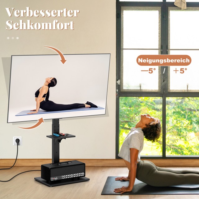Costway Ρυθμιζόμενος TV Σταντ για 32-70 ίντσες, έως 45 KG με 2 Πρίζ...