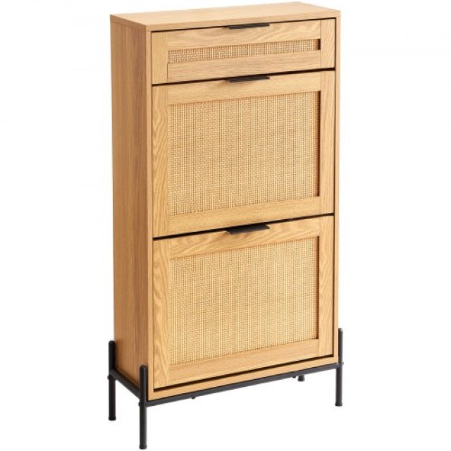 VEVOR  Ντουλάπι Παπουτσιών Rattan με 2 Ανακλινόμενα Συρτάρια & 1 Συ...