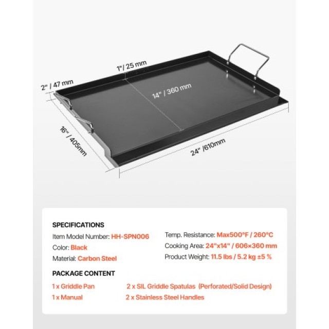 VEVOR Επίπεδη Σχάρα 24x16 Carbon Steel BBQ DCJPTG2416IN6RCEUV0