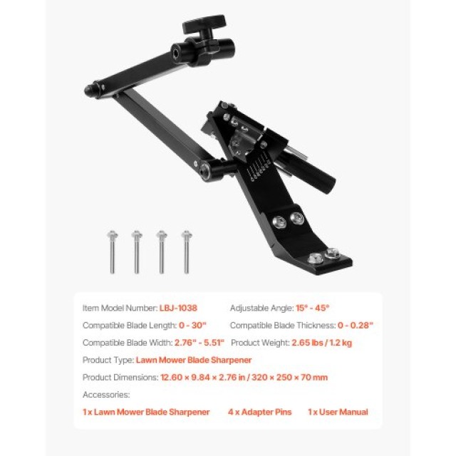 VEVOR Ακονιστής Λεπίδων Χλοοκοπτικού με Ρυθμιζόμενη Γωνία 15°-45° G...