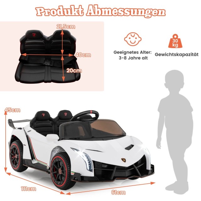 Costway  Παιδικό Ηλεκτρικό Αυτοκίνητο Lamborghini με Τηλεχειριστήριο και Μουσική - 12V TQ10175DE-BS