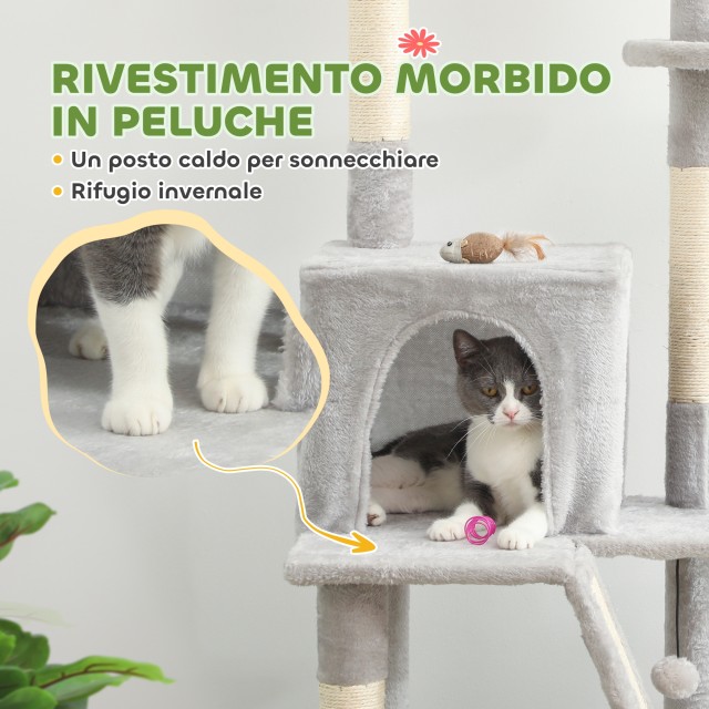 PawHut Οροφής Γατόδεντρο Ρυθμιζόμενου Ύψους 225-255 cm με Σπιτάκι κ... PawHut Οροφής Γατόδεντρο Ρυθμιζόμενου Ύψους 225-255 cm με Σπιτάκι κ...