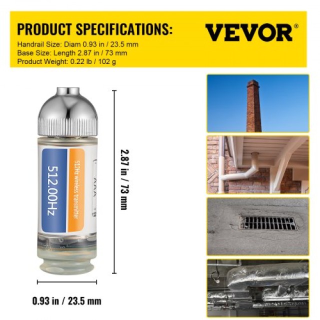 VEVOR 512HZ Ανιχνευτής Αποχέτευσης για Μικρούς Αγωγούς, Ασημί  GDKS...
