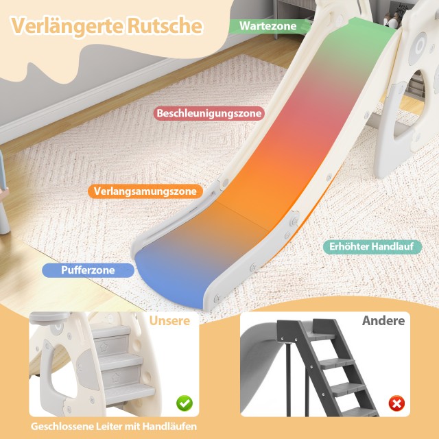 Costway Πτυσσόμενη Ράμπα για Μικρά Παιδιά με Καλάθι Μπάσκετ Γκρι TY...