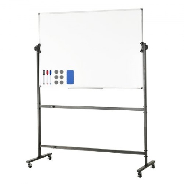 Κινητός Μαγνητικός Πίνακας VEVOR 48x32 ιντσών Διπλής Όψης με Ρόδες & Δίσκο  BB4832YCDLYDVRU6FV0