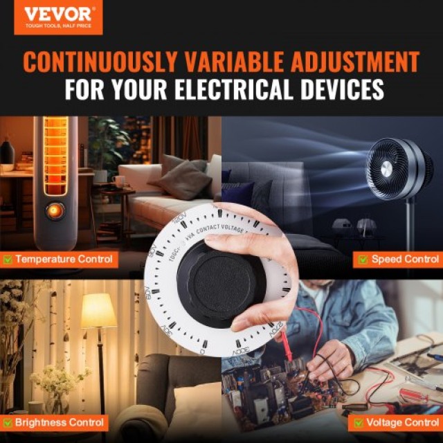 VEVOR  Μετασχηματιστής Ρυθμιστής Τάσης 3000VA 10A 0-300V AC KBBYQZZBS300V4UUVV7