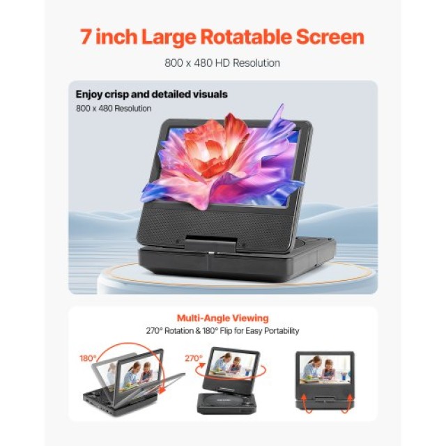 VEVOR Φορητό DVD Player με Οθόνη Περιστροφής 178 mm και 4ωρη Ενσωμα... VEVOR Φορητό DVD Player με Οθόνη Περιστροφής 178 mm και 4ωρη Ενσωμα...