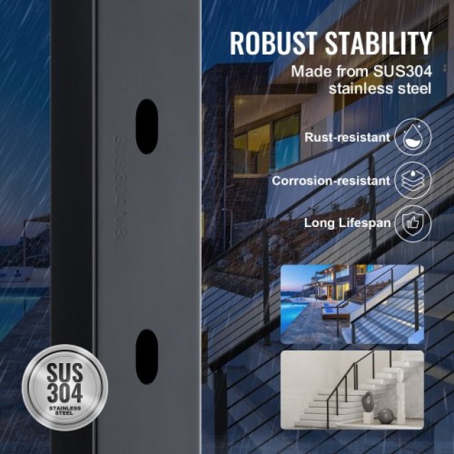 Κολόνα Κάγκελου VEVOR 36x2x2in 30° Μαύρη 1τμχ  1JZLGZ91455HV8GHUV0