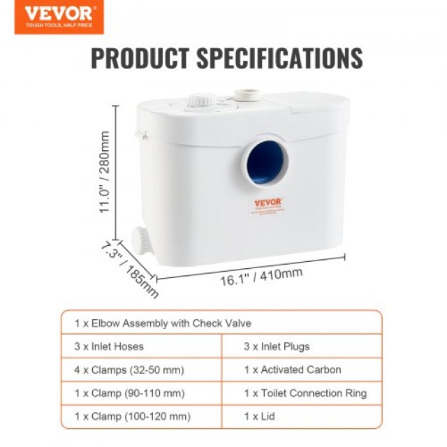 Αντλία Μακερατέρ VEVOR 700W για Υπόγειο με 3 Εισόδους Νερού  MTJZBX...