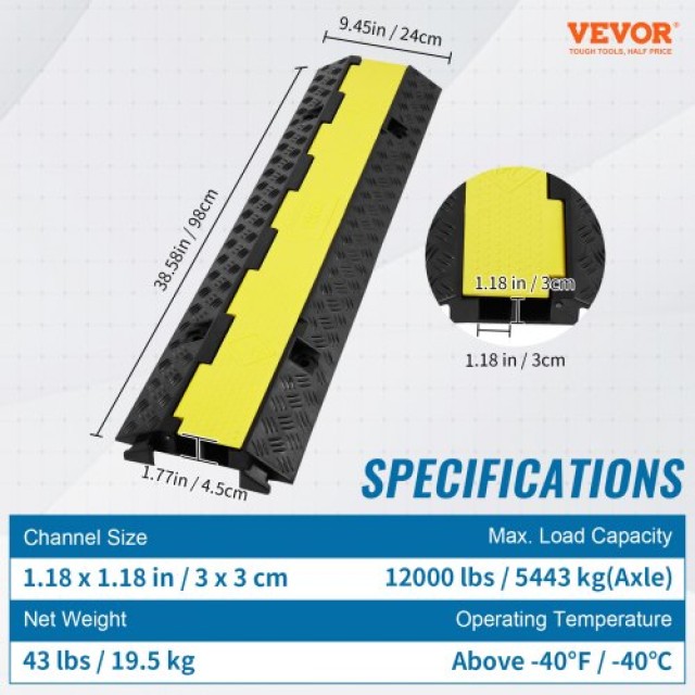 VEVOR Προστατευτικό Καλωδίων 2 Καναλιών, 3τμχ  SKCDL32WH1111REAEV0