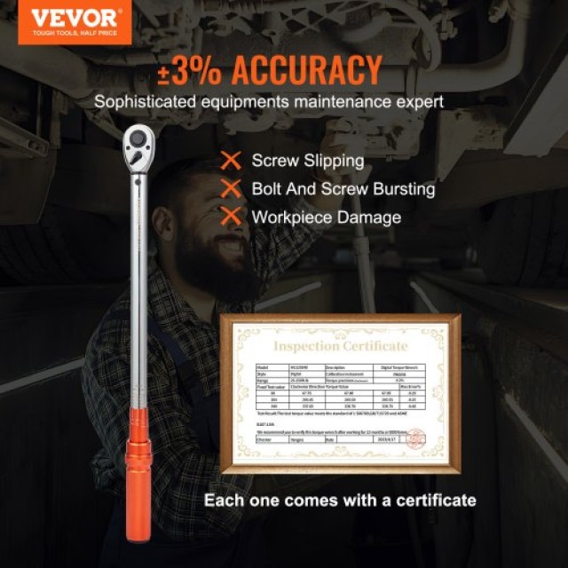 Ροπόκλειδο VEVOR 1/2, 20-250ft.lb/34-340n.m, Διπλής Κατεύθυνσης, Σετ με Προσαρμογείς & Προέκταση  DJSNLBSKDSSZNYVHFV0