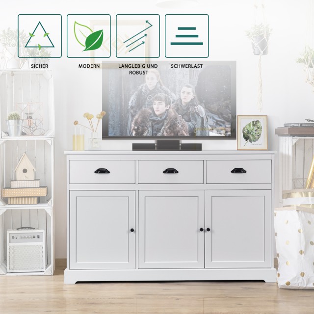 Costway Λευκός Μπουφές με 3 Συρτάρια και 3 Πόρτες HW66311WH+