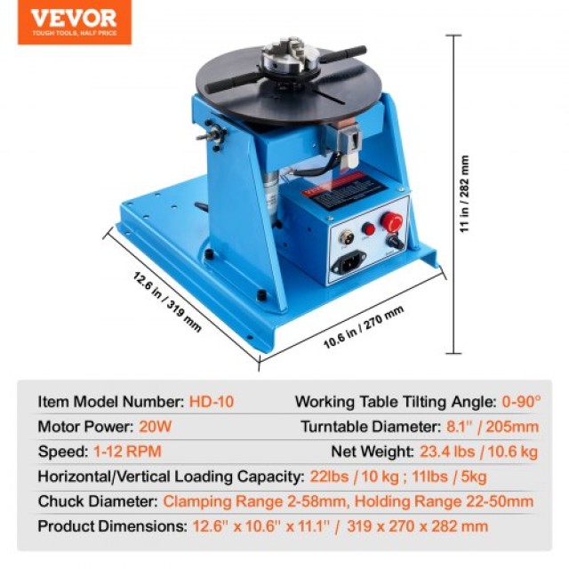 VEVOR Περιστροφικός Συγκολλητικός Θέσης 10KG 0-90° 1-12RPM  HJBWJX10KG20A453NV2