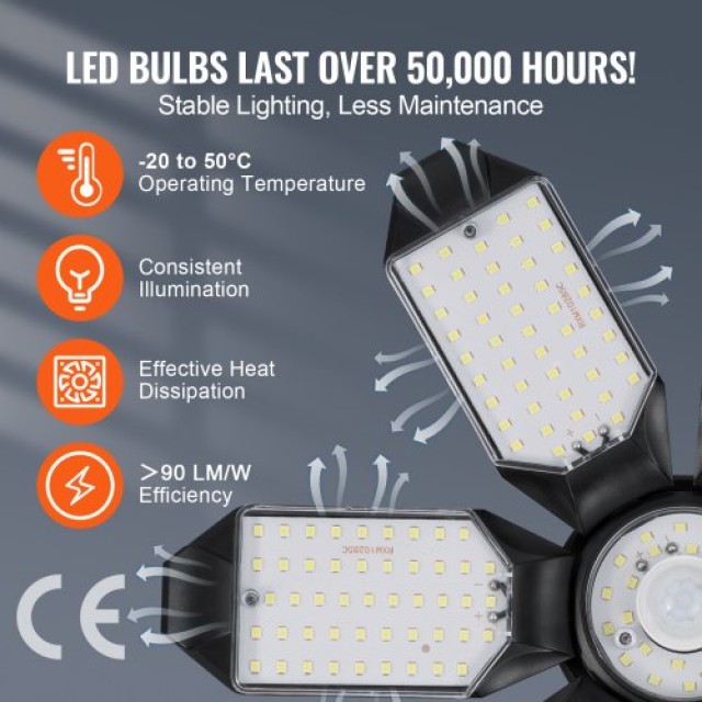 VEVOR LED Φωτιστικό Γκαράζ 15000LM, Σετ 2 Τεμαχίων, Ρυθμιζόμενο Φωτιστικό Οροφής Καταστήματος  ZDXCKDHS2J155G4HNV7